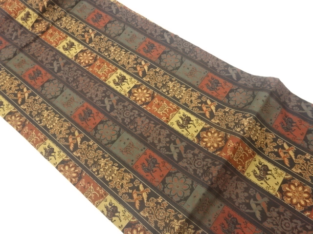 JAPANESE NAGOYA OBI / WOVEN FLOWER CREST